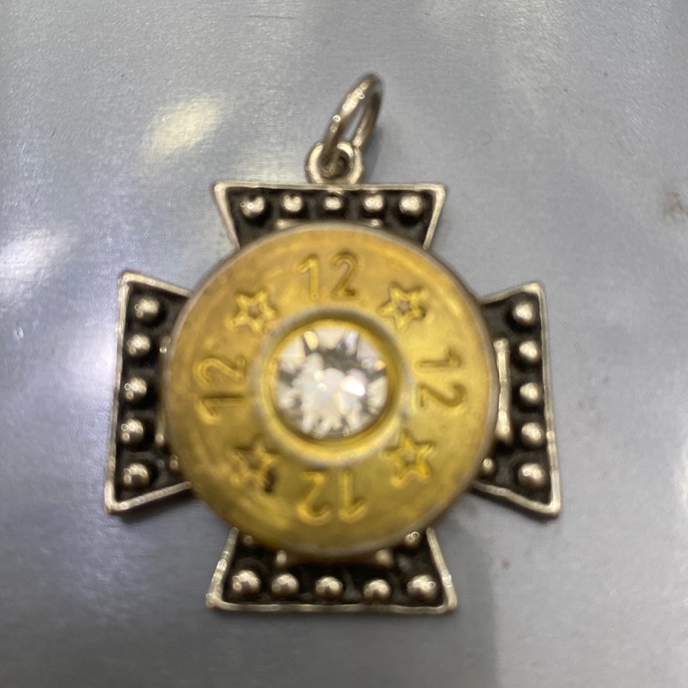 Bullet cross charm with Swarovski Crystal